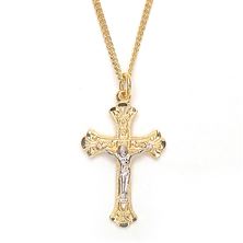 18KT GOLD AND STERLING SILVER TWO-TONE CRUCIFIX