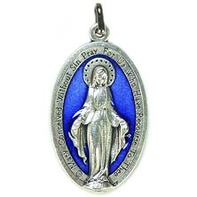 BLUE ENAMELED MIRACULOUS MEDAL (1½ INCH)
