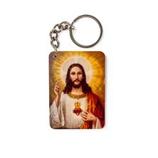 SACRED HEART - WOODEN ICON KEYCHAIN