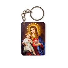 IMMACULATE HEART OF MARY WITH BABY JESUS - WOODEN ICON KEYCHAIN