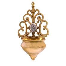 POLISHED BRASS HOLY WATER FONT - SAINT MICHAEL