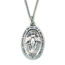 STERLING SILVER MIRACULOUS MEDAL ON 20-INCH CHAIN