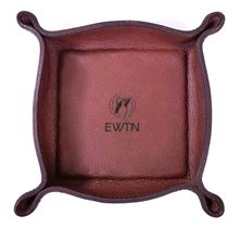 LEATHER LOGO TRAY - HANDMADE IN ASSISI - BROWN