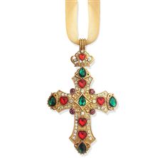 GOLD JEWELED CROSS ORNAMENT