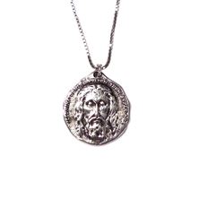 STERLING SILVER - HOLY FACE / SHROUD OF TURIN MEDAL  (7/8") ON 16" NECKLACE