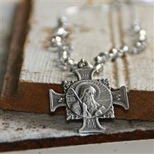 ST. BENEDICT MEDAL PENDANT WITH CRYSTAL BEAD NECKLACE (18")