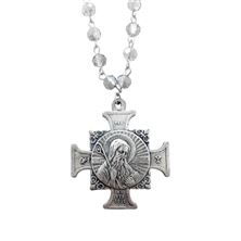 HAND CRAFTED ST. BENEDICT MEDAL PENDANT WITH CRYSTAL BEAD NECKLACE (18")
