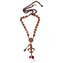 ST. BENEDICT FLEUR DE LIS CRYSTAL NECKLACE