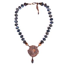 BLUE CRYSTAL HANDMADE NECKLACE - OUR LADY OF FATIMA