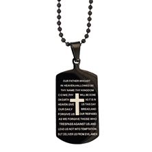 BLACK STAINLESS STEEL DOG TAG WITH OUR FATHER
