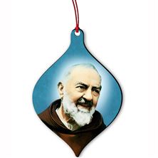 PADRE PIO WOOD ORNAMENT