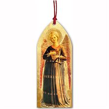 FRA ANGELICO ANGEL WITH HARP WOOD ORNAMENT