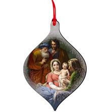 HOLY FAMILY WITH GRANDPARENTS WOOD ORNAMENT