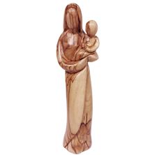 MADONNA AND CHILD STATUE - OLIVE WOOD - 8 3/4"
