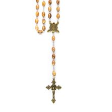 MIRACULOUS MEDAL OLIVE WOOD ROSARY - BRONZE