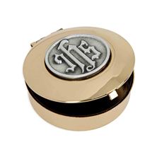 24KT GOLD PLATED PYX WITH PEWTER "I H S" INLAY