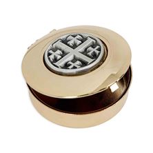 24KT GOLD PLATED PYX WITH PEWTER JERUSALEM CROSS INLAY