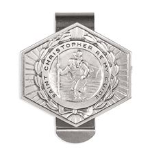 ST. CHRISTOPHER BE MY GUIDE PEWTER VISOR CLIP