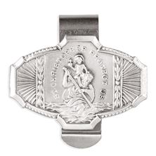 ST. CHRISTOPHER PROTECT US PEWTER VISOR CLIP