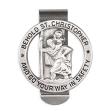 ST. CHRISTOPHER AND GO YOUR WAY IN SAFETY PEWTER VISOR CLIP