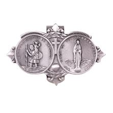 ST. CHRISTOPHER AND OUR LADY OF THE HIGHWAY PEWTER VISOR CLIP