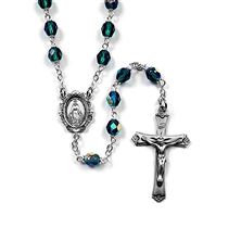 STERLING SILVER BIRTHSTONE ROSARY - EMERALD (MAY)