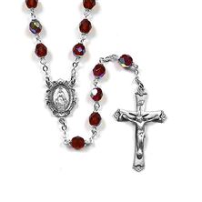 STERLING SILVER BIRTHSTONE ROSARY - GARNET (JANUARY)