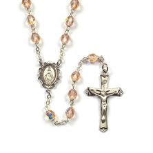 STERLING SILVER BIRTHSTONE ROSARY - ROSE (OCTOBER)