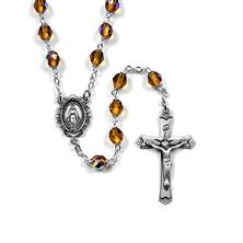 STERLING SILVER BIRTHSTONE ROSARY - TOPAZ (NOVEMBER)