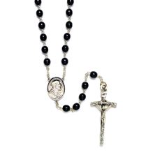 SACRED HEART BLACK ONYX ROSARY