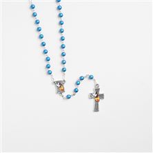 FROSTED BLUE BEAD SACRAMENTS ROSARY
