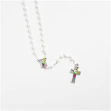 FROSTED WHITE BEAD FIRST COMMUNION ROSARY