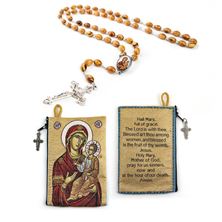VIRGIN MARY AND CHILD - BYZANTINE ROSARY AND POUCH