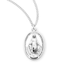 Oval Sterling Miraculous Medal with 18&quot; Chain