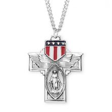 PATRIOTIC WINGED MIRACULOUS MEDAL CROSS