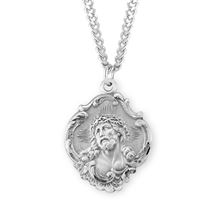 Sterling Silver Baroque Style &quot;Crown of Thorns&quot; Medal with 24&quot; Chain