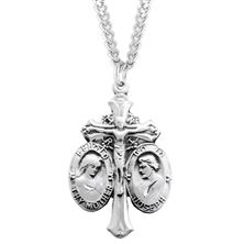 Sterling Silver Jesus-Mary-Joseph Medal with 24&quot; Chain