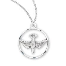 Cut Out Holy Spirit Sterling Silver Medal with 18&quot; Chain