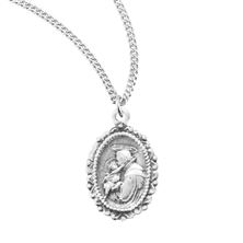 Oval St. Anthony Sterling Medal with 18&quot; Chain