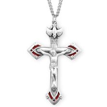 Sterling with Red Accents Holy Spirit Crucifix with 24&quot; Chain