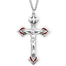 Sterling and Red Epoxy Holy Spirit Crucifix with 24&quot; Chain