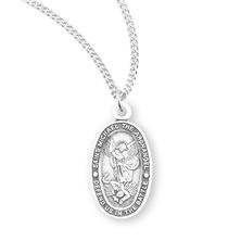 Oval St. Michael Archangel Sterling Medal with 18&quot; Chain