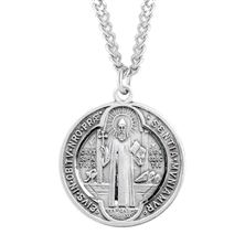 Large Round St. Benedict Sterling Jubilee Medal with 24&quot; Chain