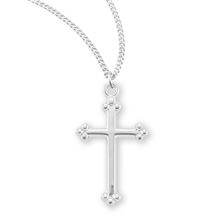 Sterling Silver Budded Cross with 18&quot; Chain
