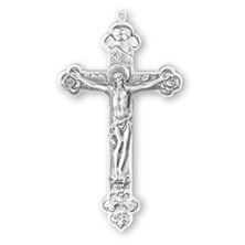 Sterling Crucifix with Angels and Roses on 27&quot; Chain