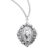 Sterling Silver Miraculous Medal with 18&quot; Chain