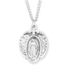 Sterling Miraculous Medal with Adoring Angels on 24&quot; Chain