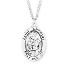 Oval St. Anthony Sterling Oval Medal with 24&quot; Chain