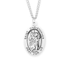 Oval St. Christopher Sterling Medal with 24&quot; Chain