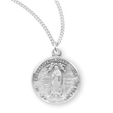 Round O.L. of Guadalupe Sterling Medal with 18&quot; Chain
